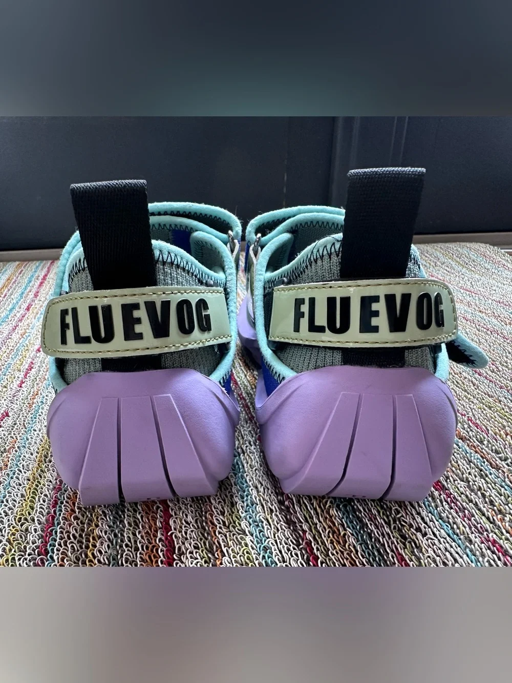 Fluevog LIKE NEW Future Angel Blair Velcro green/blue/purple vegan sneaker-7